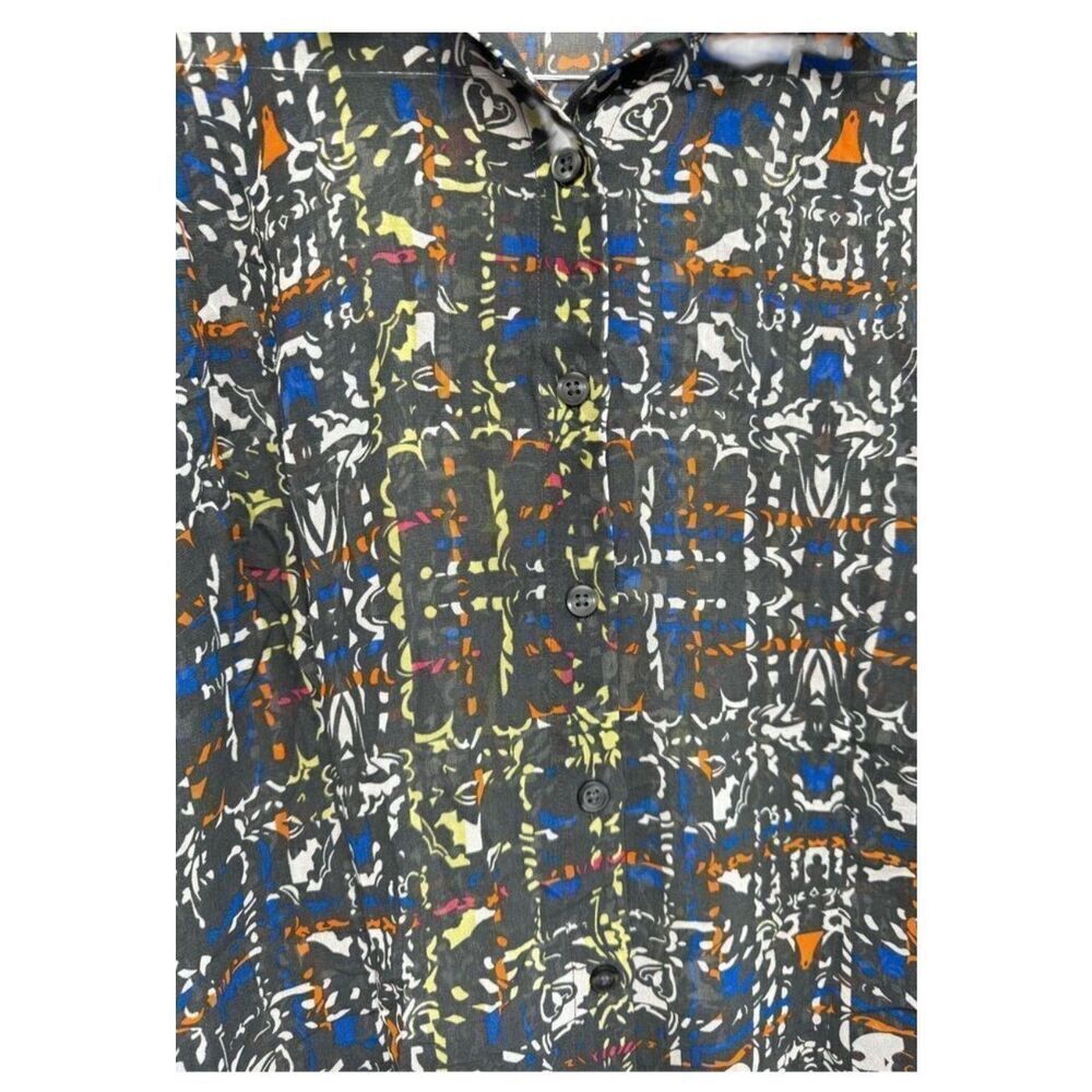 CAbi Festival Geometric Blouse Size Large Button Down Long Sleeve Shirt - Picture 5 of 9